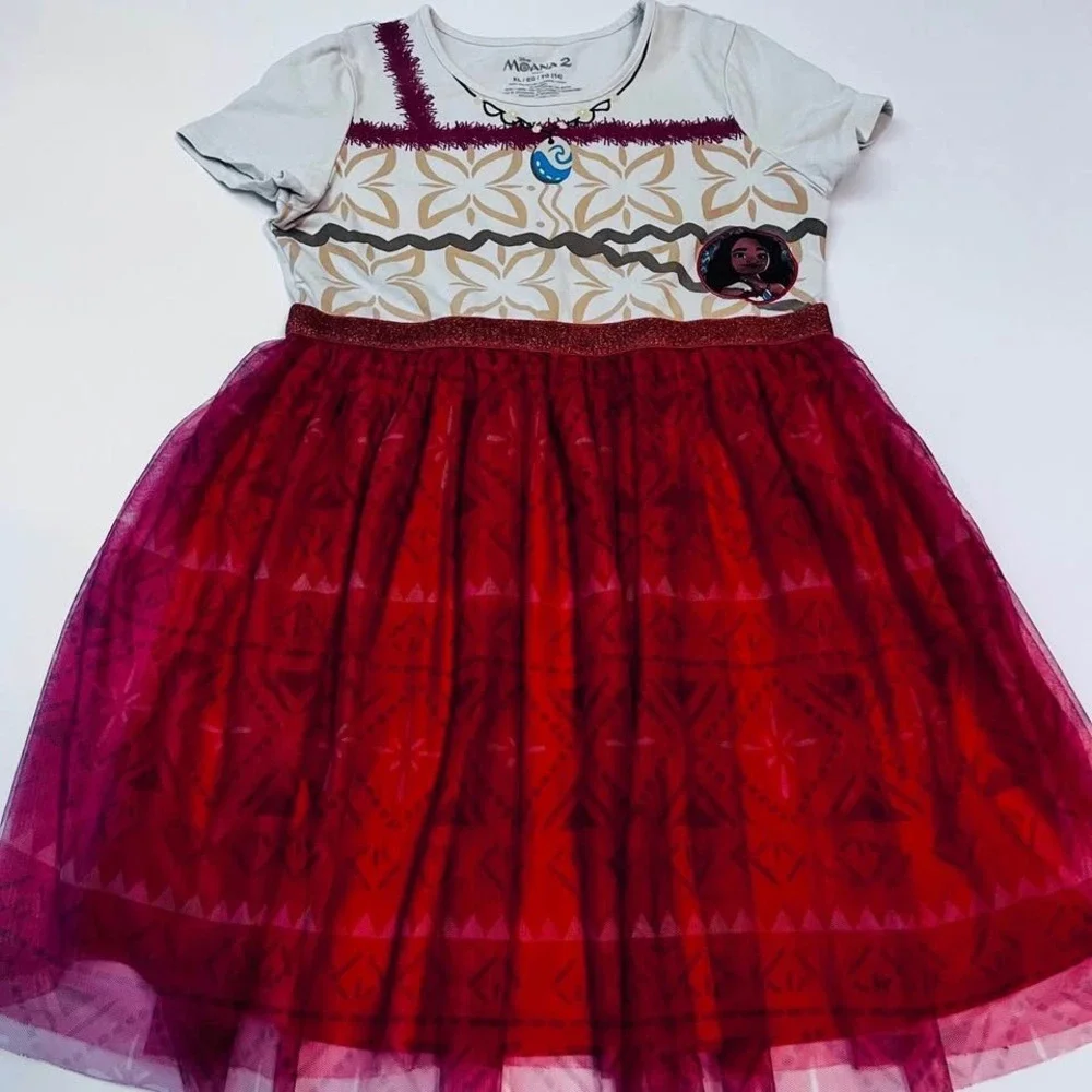 Disney Moana 2 Dress Girls XL (14) Coral Tulle Costume Dress